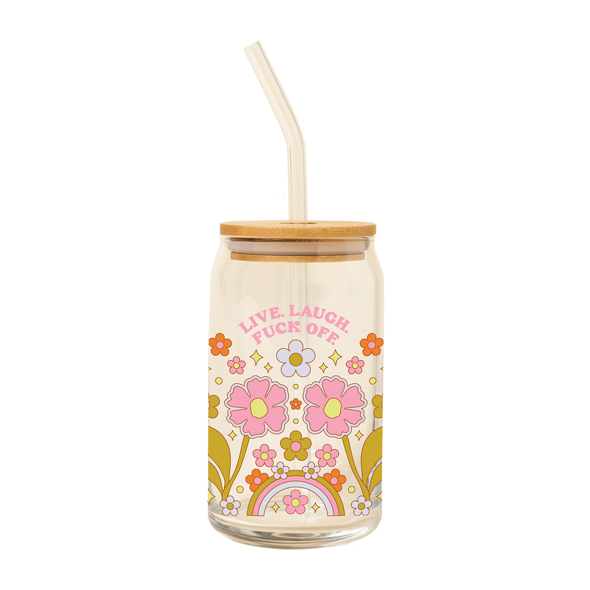 Can Glass w/ Lid + Straw