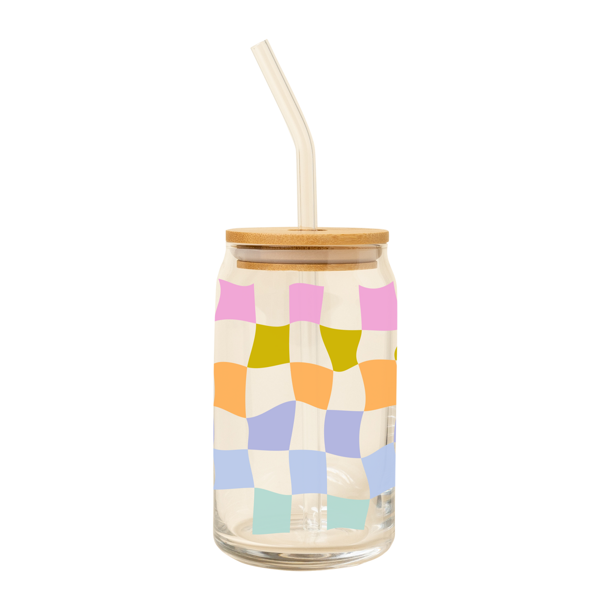 Can Glass w/ Lid + Straw