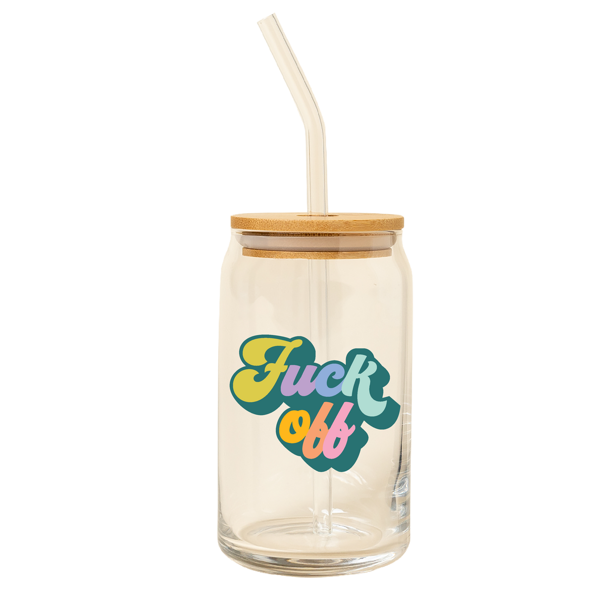 Can Glass w/ Lid + Straw