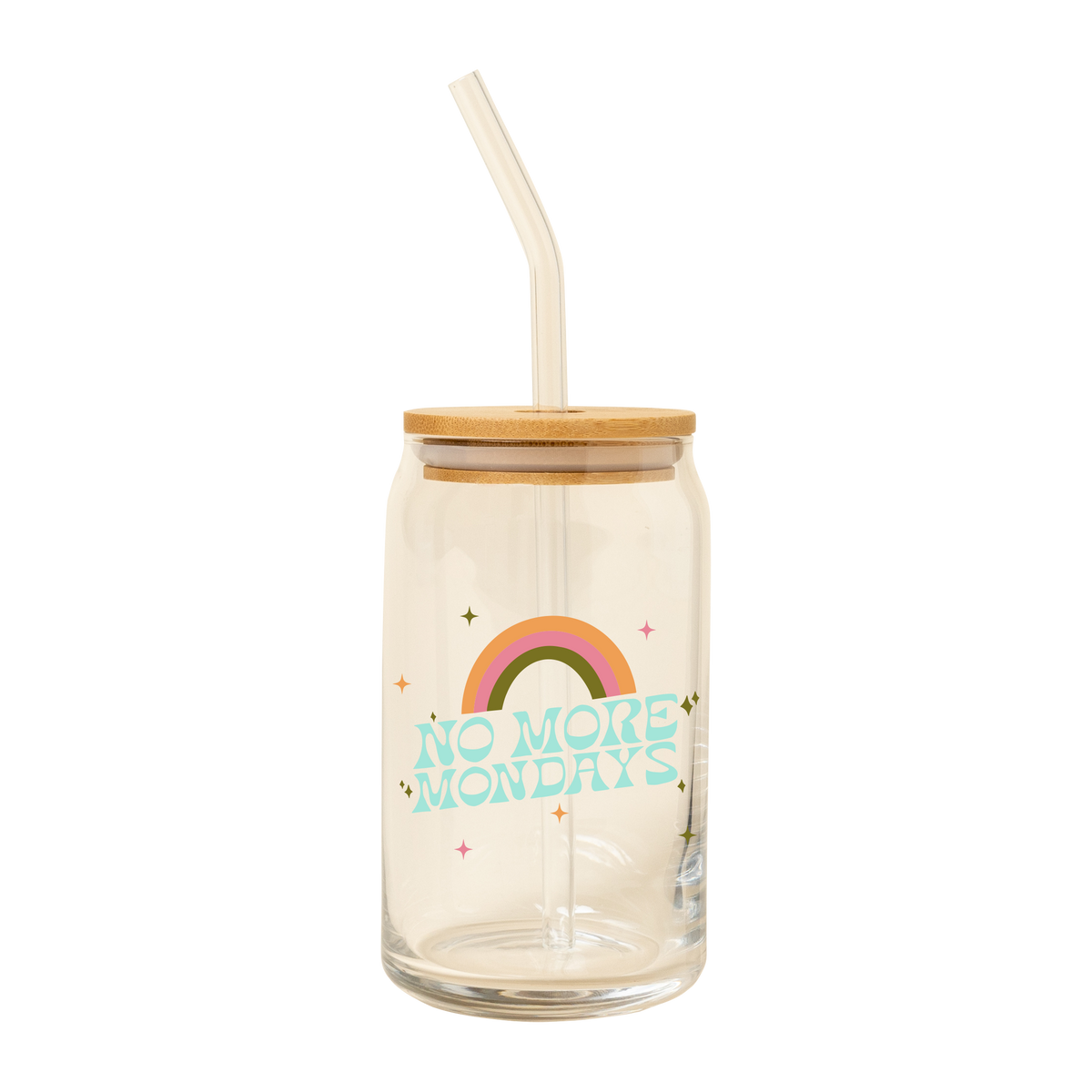 Can Glass w/ Lid + Straw
