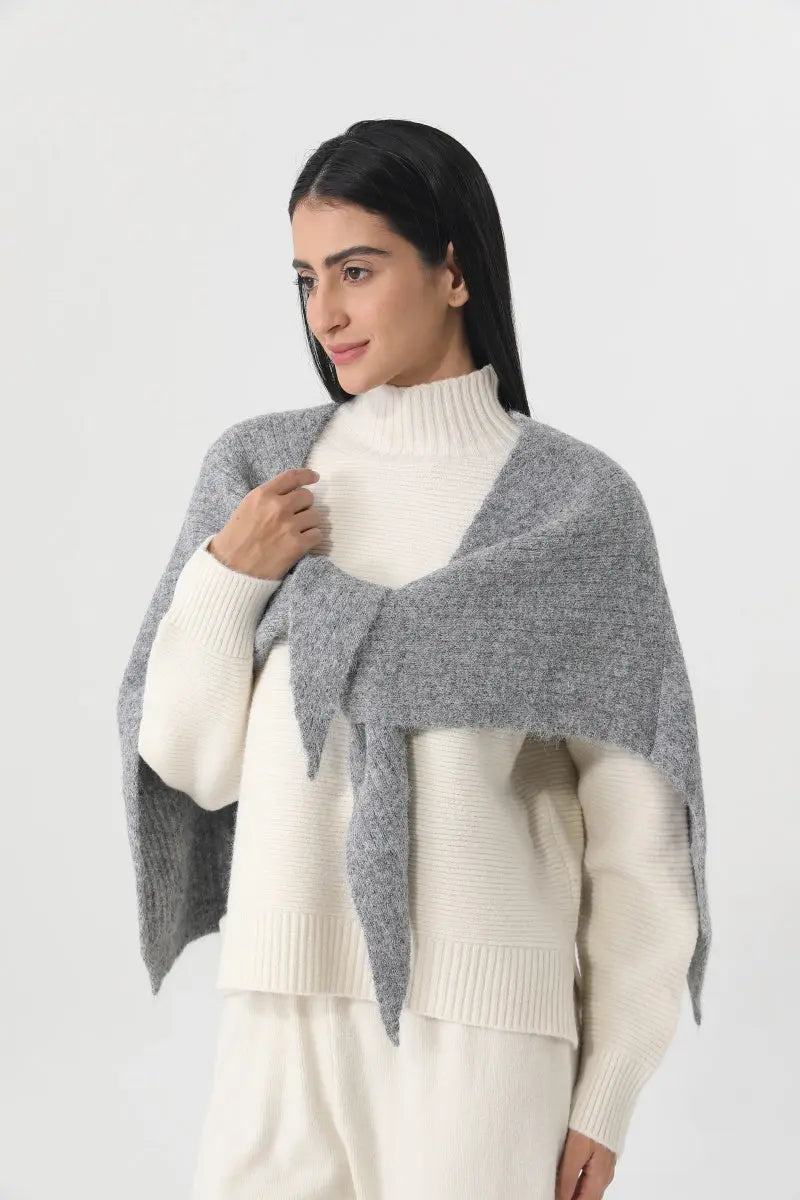 Women Earth Tone Knit Triangle Shawl Warm Cape Wrap ๐งค๐ Leto Collection