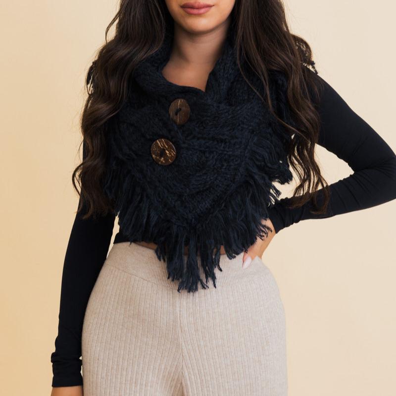 Heathered Shoulder Warmer With Coco Buttons