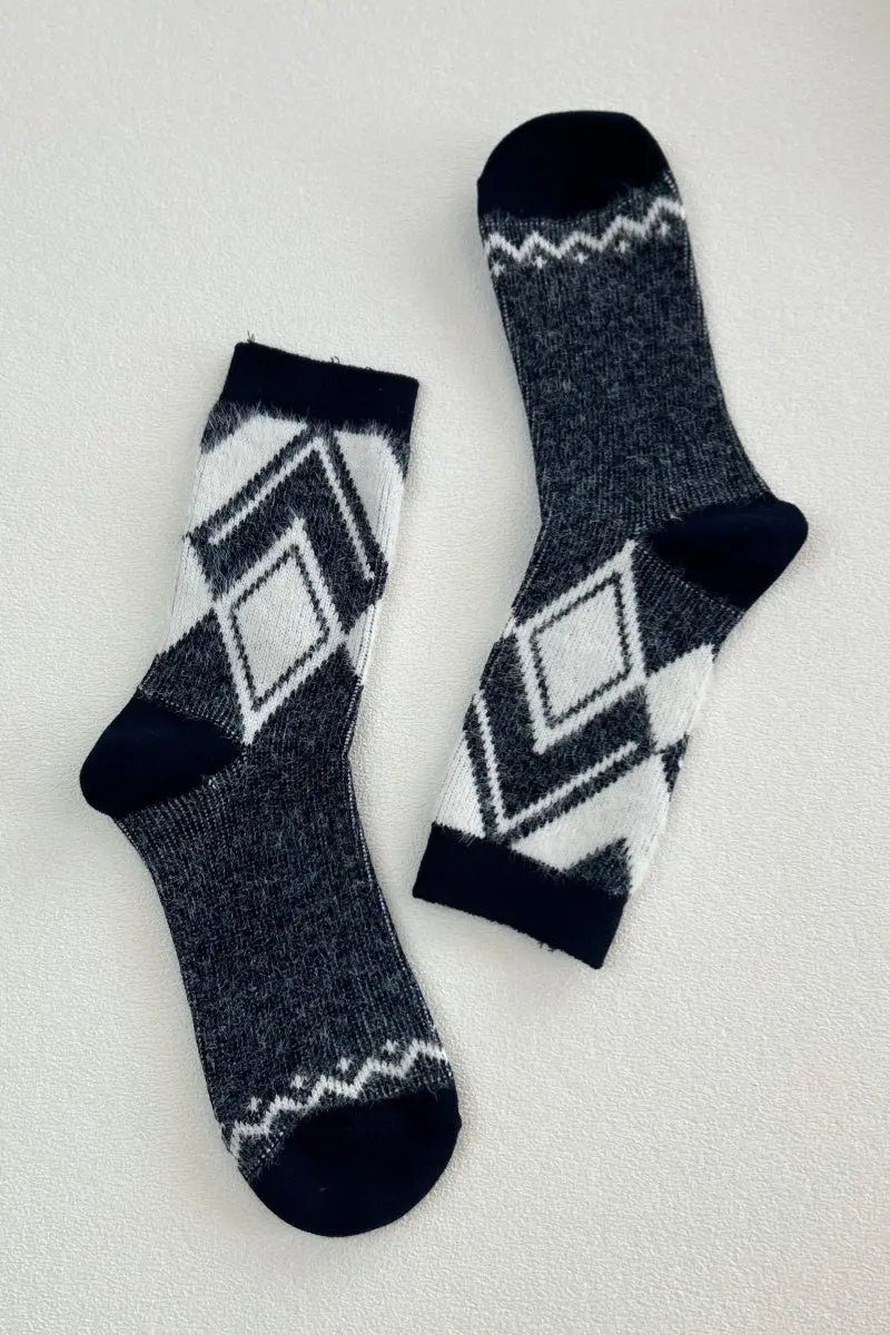 Faux Mohair Diamond Pattern Socks