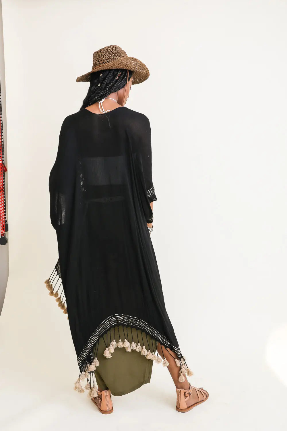 Longline Tassel Border Kimono – Chic & Breezy