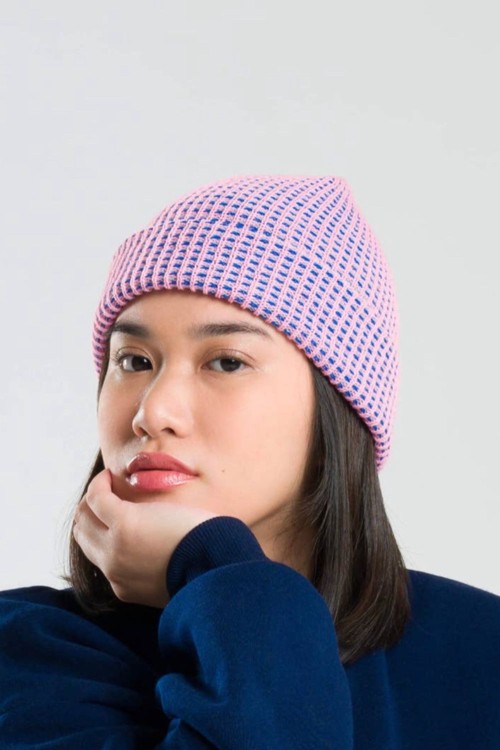 Simple Grid Knit Beanie