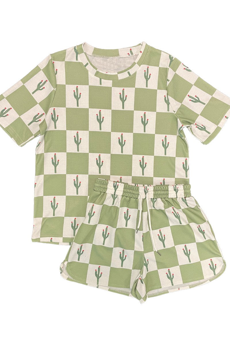 Novelty Printed Waffle Lounge Set | Soft Two-Piece Shorts Set for Women – Hashtag Cozy