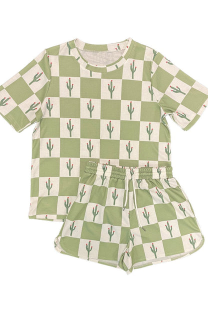 Novelty Printed Waffle Lounge Set | Soft Two-Piece Shorts Set for Women – Hashtag Cozy