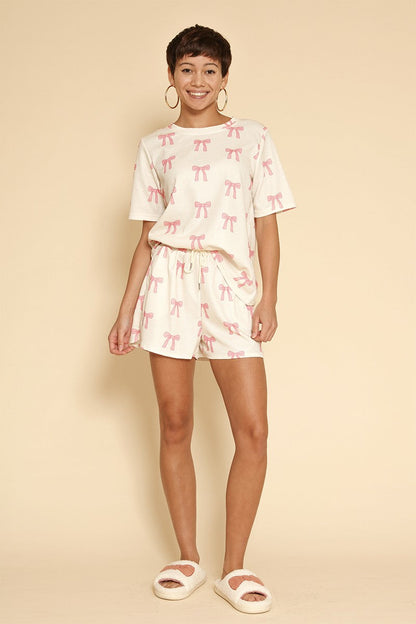 Novelty Printed Waffle Lounge Set | Soft Two-Piece Shorts Set for Women – Hashtag Cozy