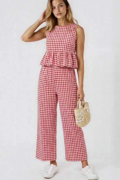 Gingham Two Piece Set Pants & Top Set