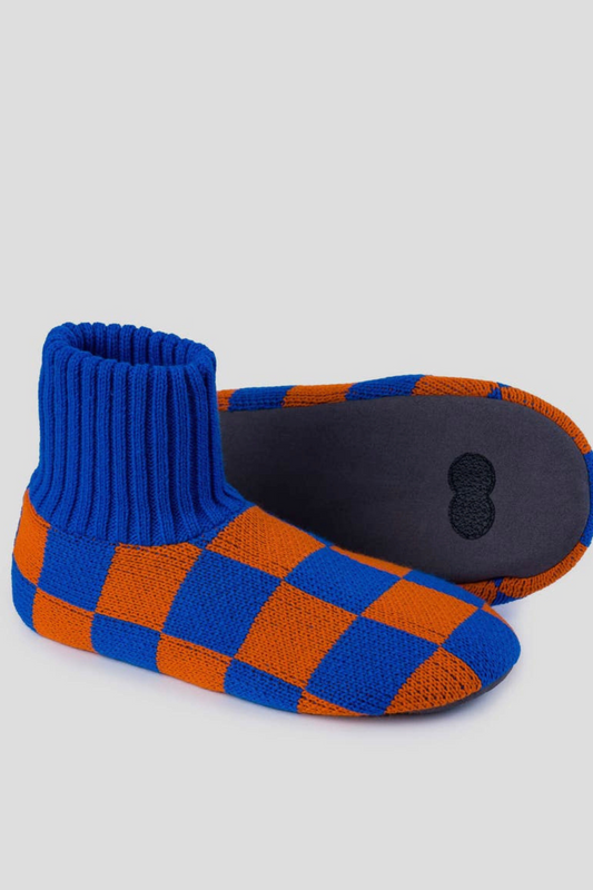 Checkerboard Knit Sock Slippers