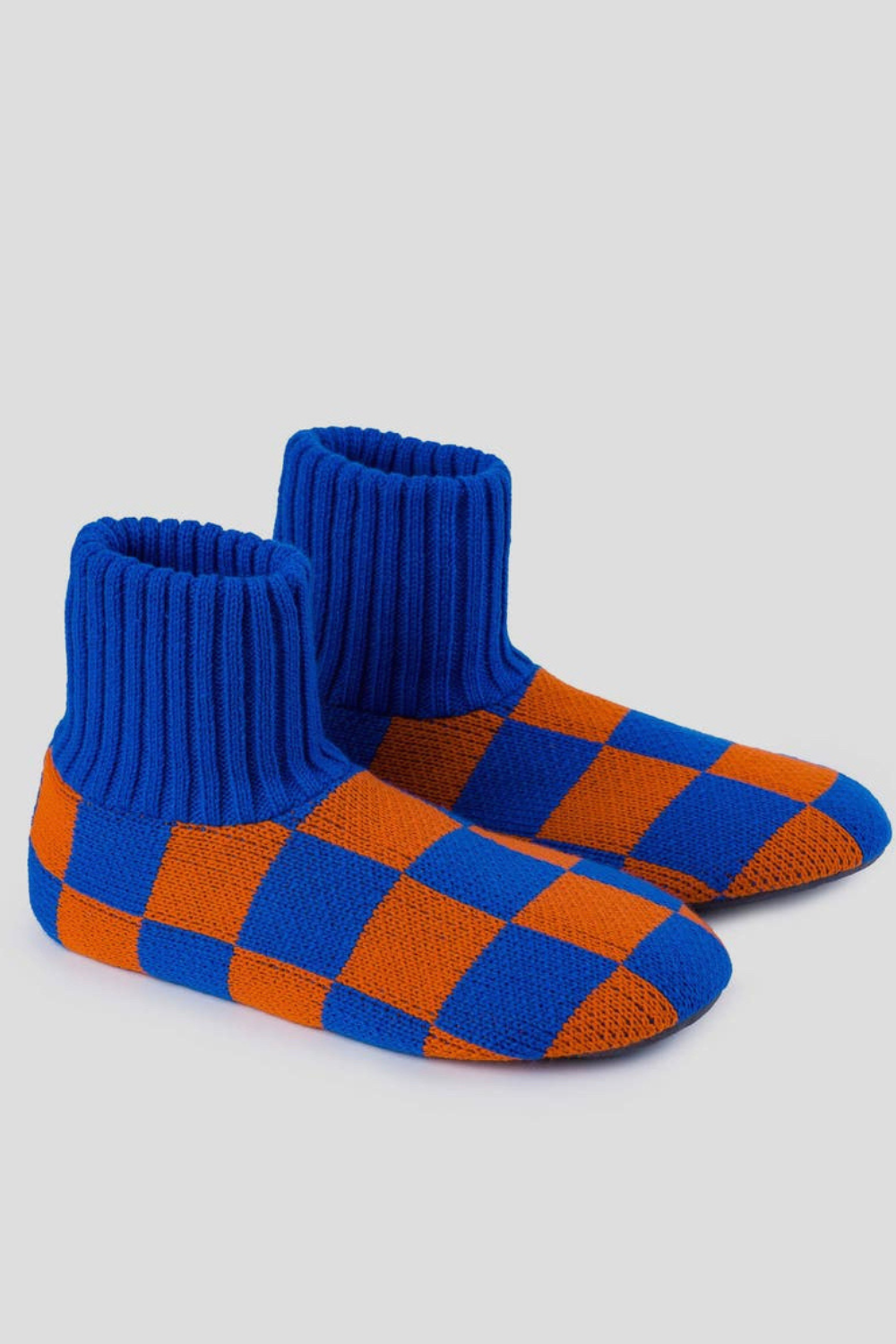 Checkerboard Knit Sock Slippers