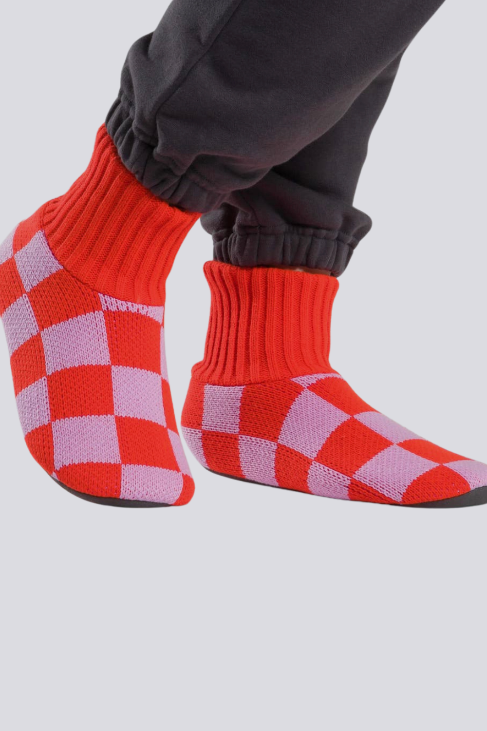 Checkerboard Knit Sock Slippers