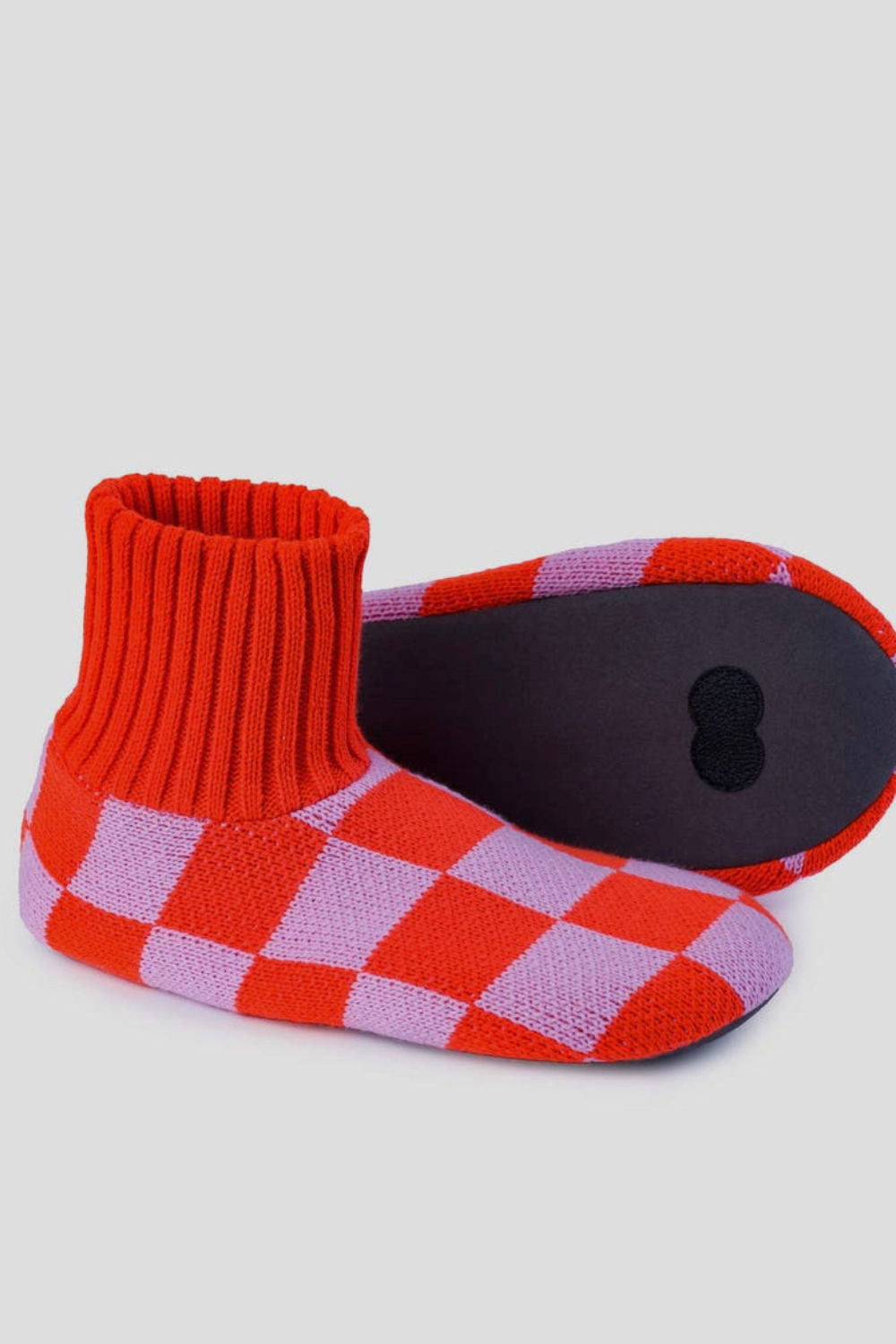 Checkerboard Knit Sock Slippers