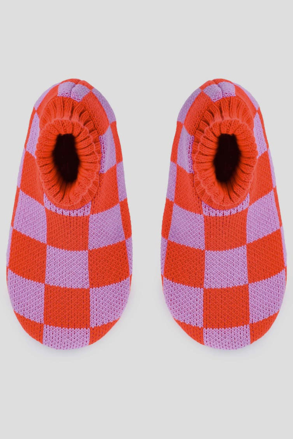 Checkerboard Knit Sock Slippers