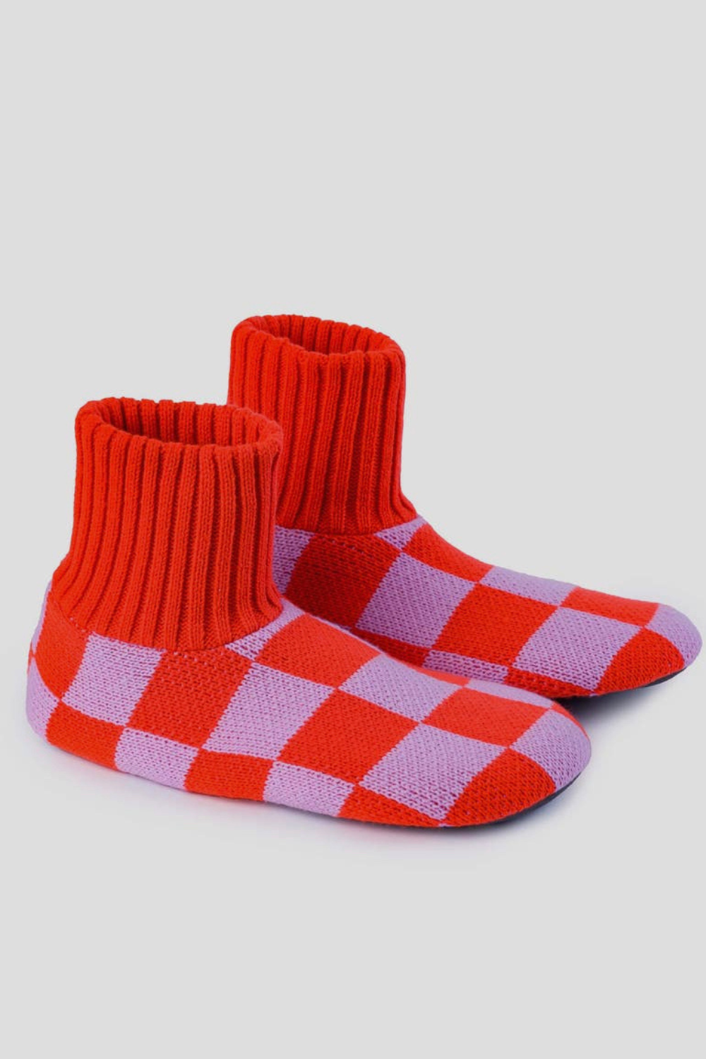 Checkerboard Knit Sock Slippers