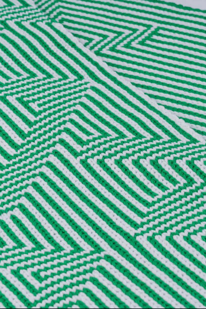 Optical Stripe Big Knit Scarf