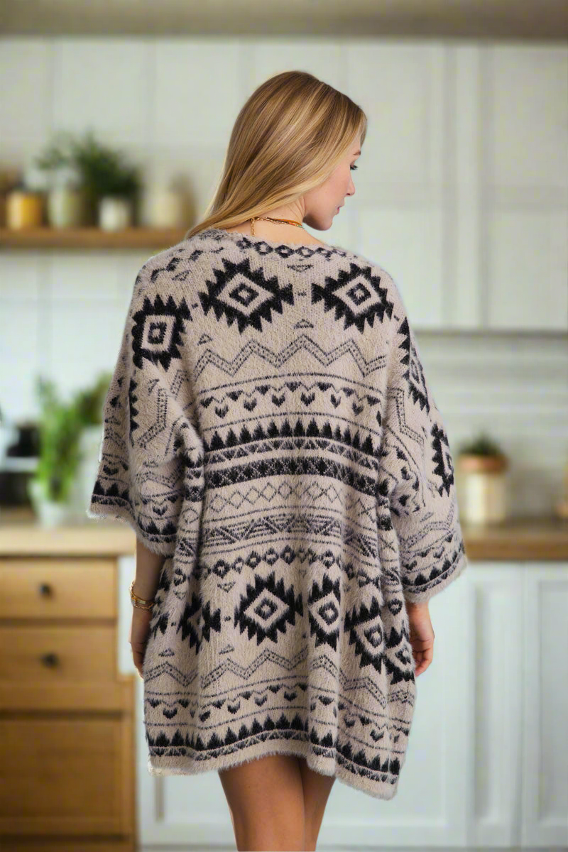 Aztec Soft Knit cardigan with Tribal Print - Western Vibe 🌵