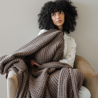 WAFFLE KNIT THROW BLANKETS