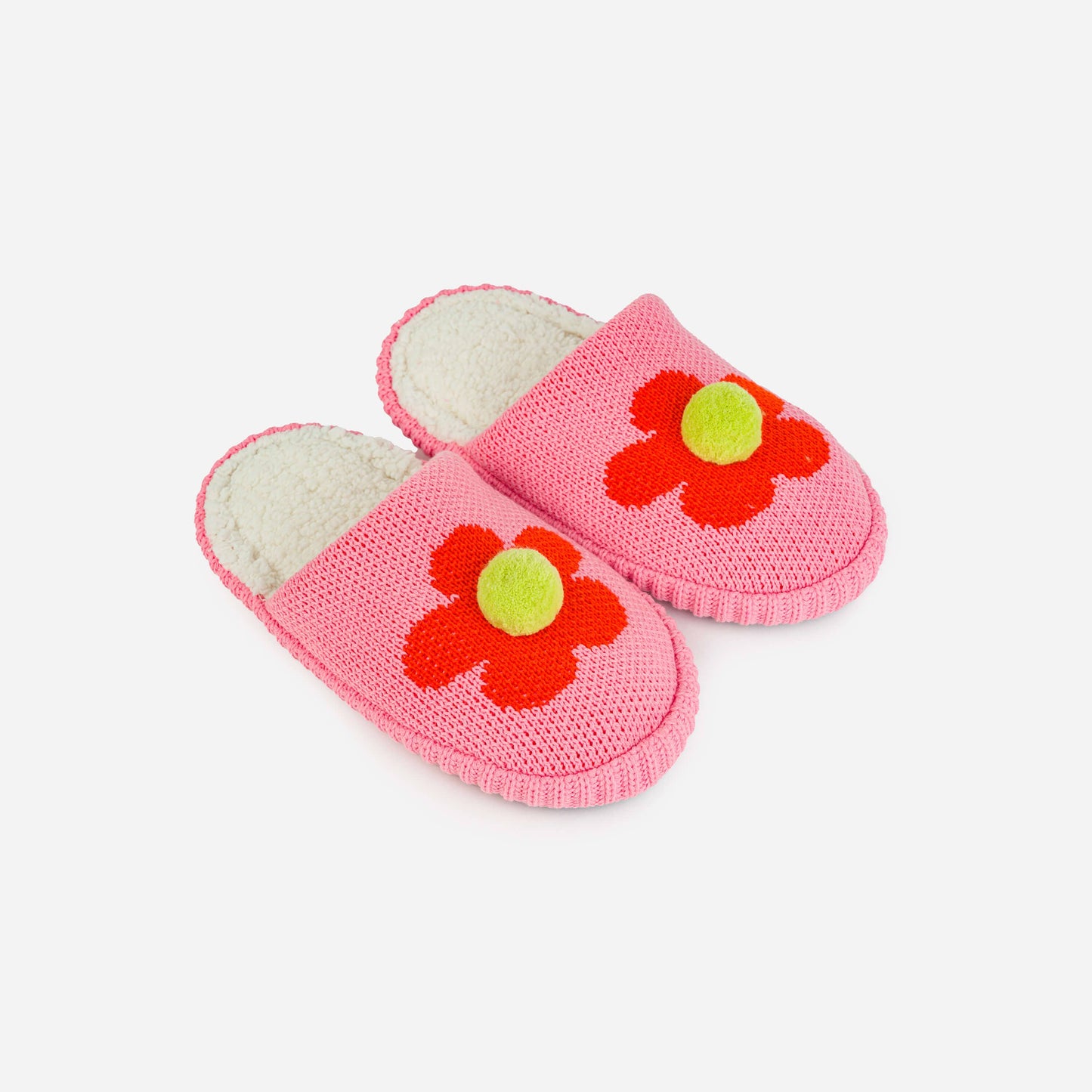 Flower Pom Slide Slippers
