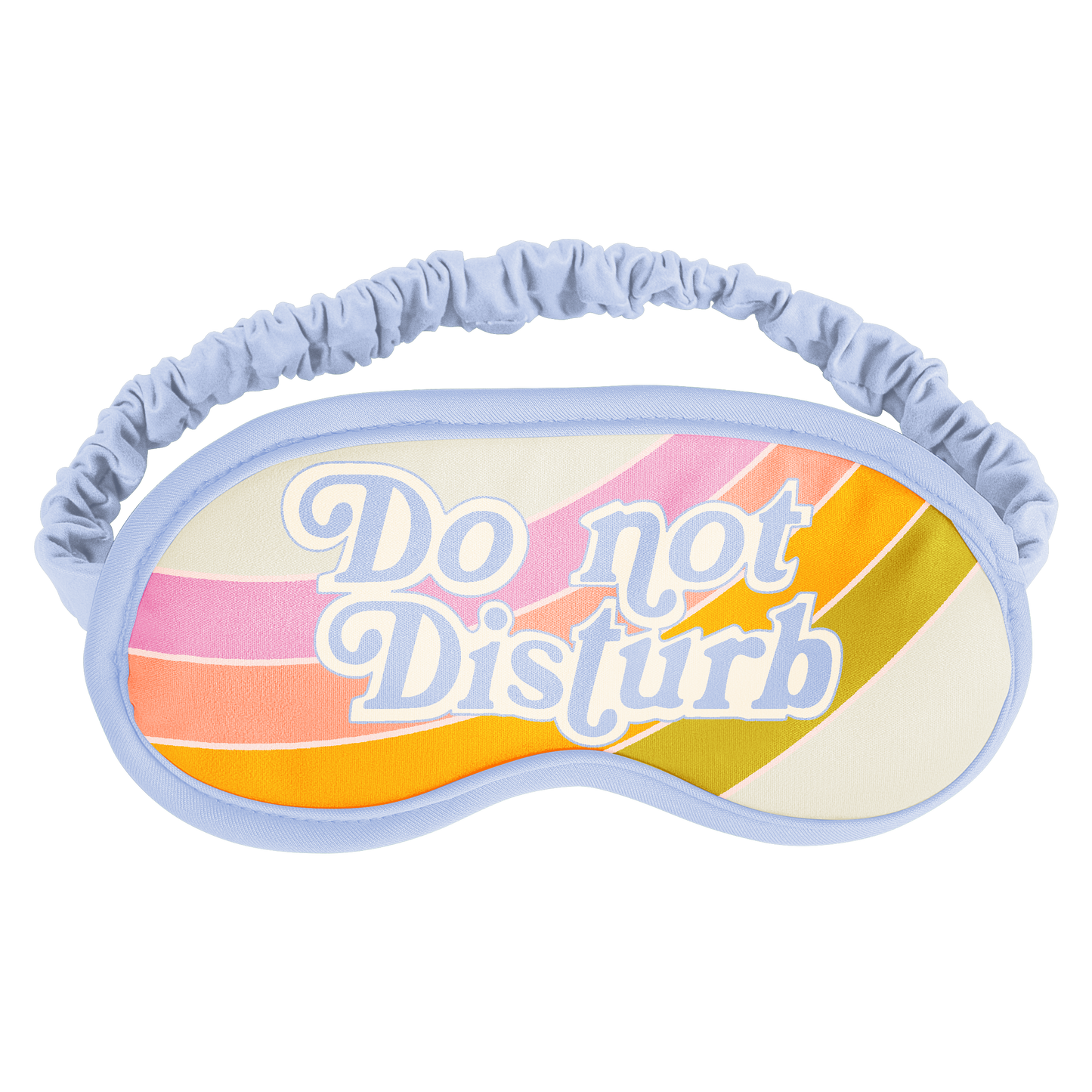 Sleep mask with 'Do not Disturb' text on a white background