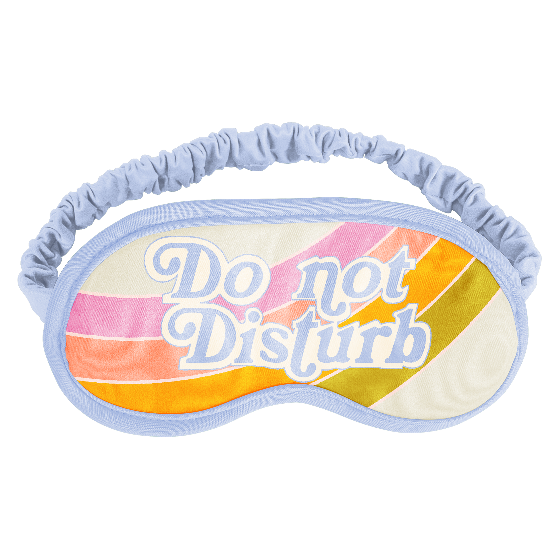 Sleep mask with 'Do not Disturb' text on a white background