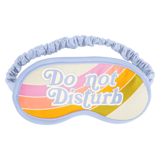 Sleep mask with 'Do not Disturb' text on a white background