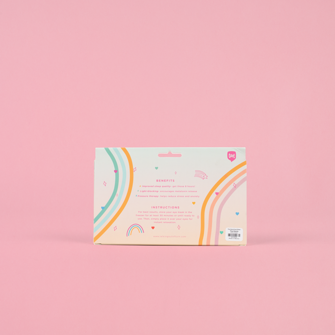 Product packaging with colorful design on a pink background