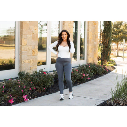 Charcoal Fleece Leggings with Pockets-The Ciera