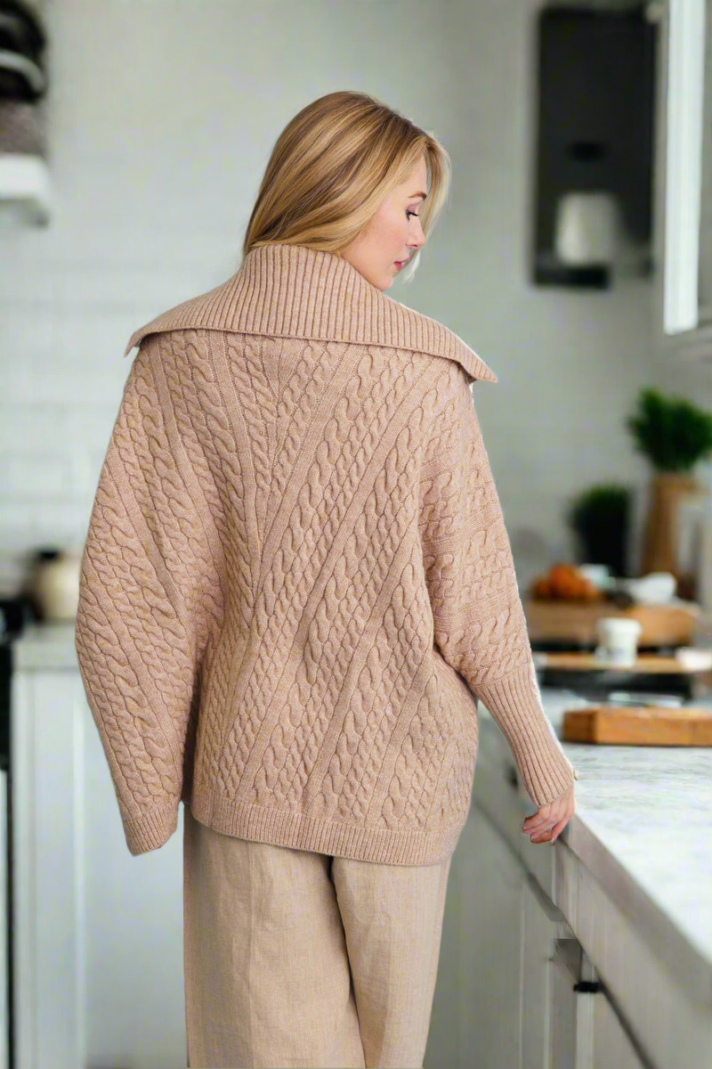 Chunky Cable Knit Oversized Poncho Cardigan