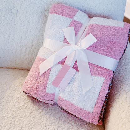 Cherry Bow Check Blanket – Soft & Sweet Throw