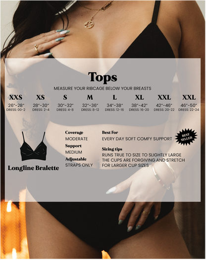 Organic Cotton Longline Bralette - Black