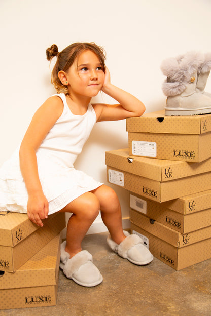 KIDS SLINGBACK MULE CHESTNUT (ELASTIC)