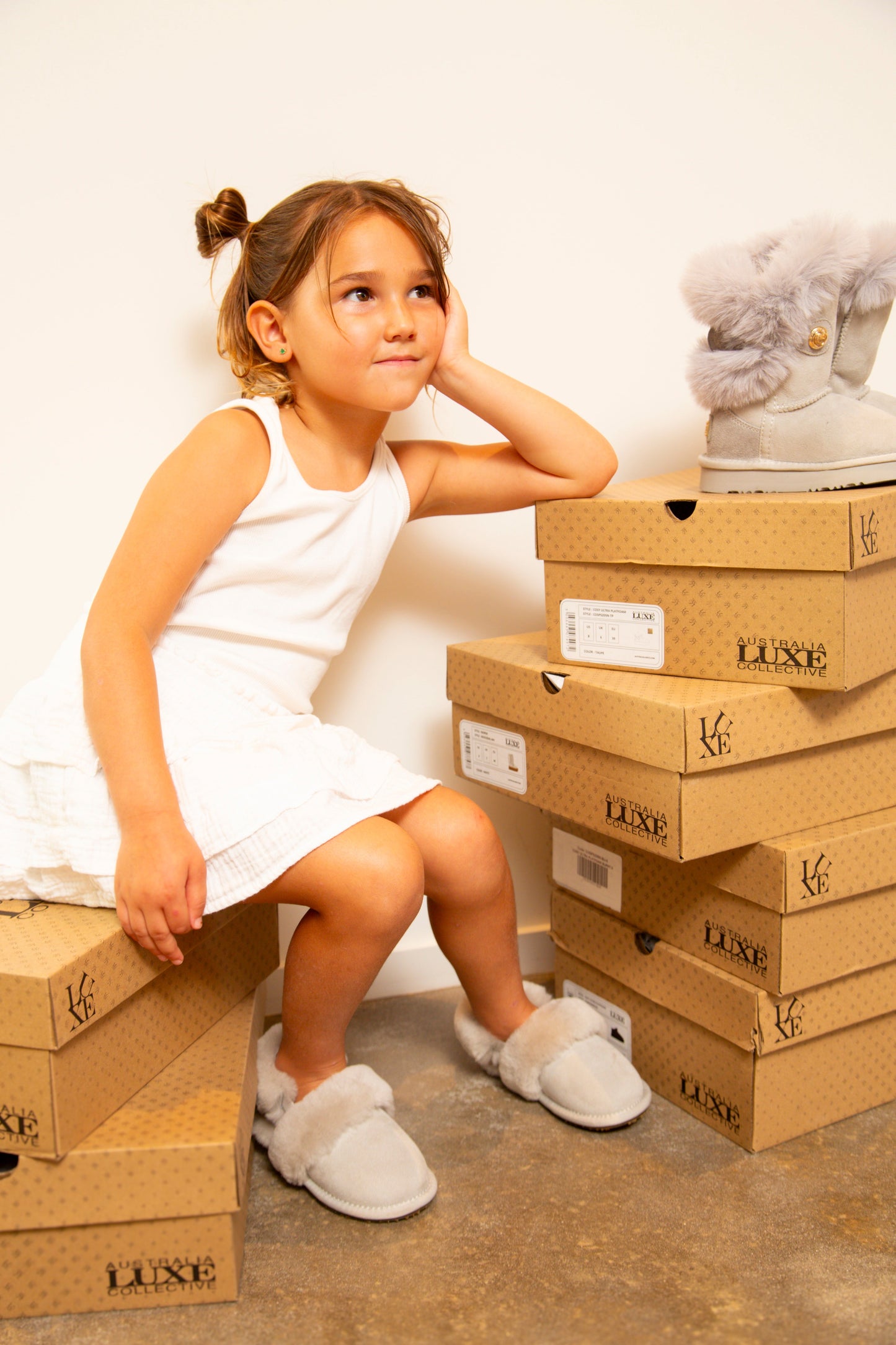 KIDS SLINGBACK MULE ICE GRAY (SHEARLING)