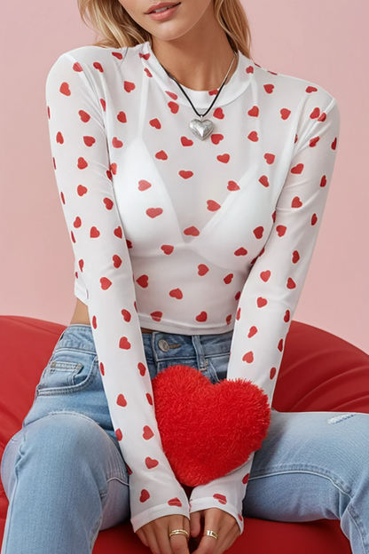 Heart Mesh Long Sleeve Top