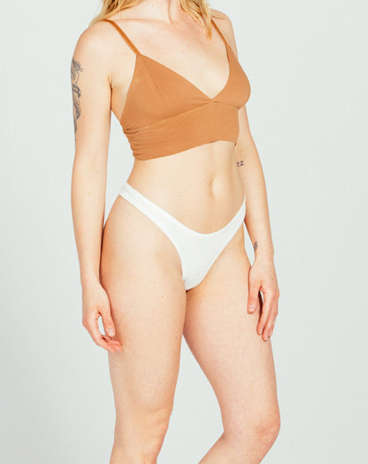 Organic Cotton High Rise Thong - White