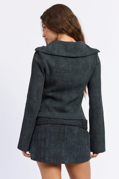 Liora Cardigan Long Sleeve Zip Front Collared Cardigan&nbsp;