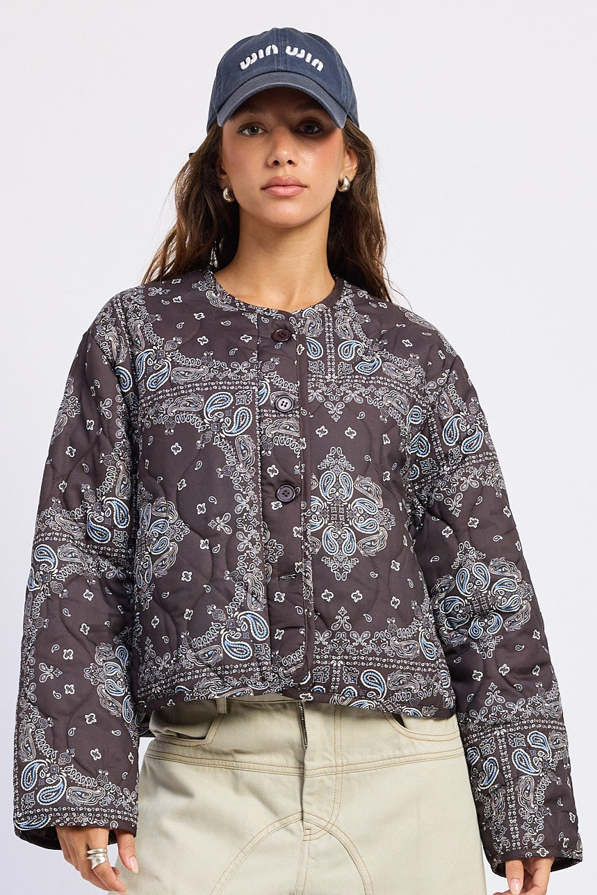 Penelope Jacket Quilted Paisley Print Boxy Jacket&nbsp;