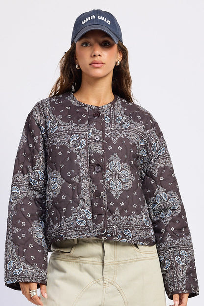 Penelope Jacket Quilted Paisley Print Boxy Jacket&nbsp;