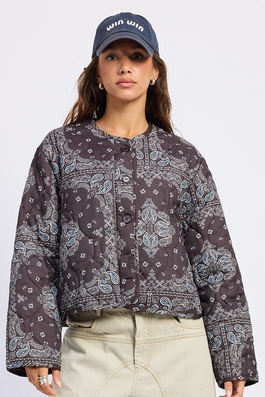 Penelope Jacket Quilted Paisley Print Boxy Jacket&nbsp;