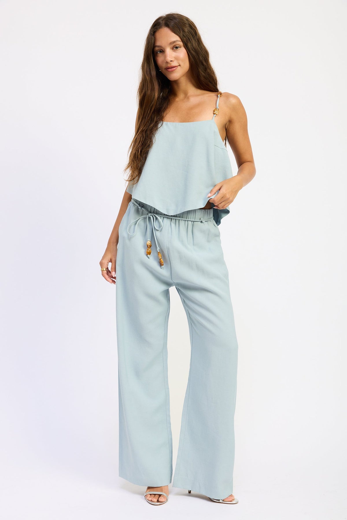 Emory Park Darci beaded wide-leg pants in blue