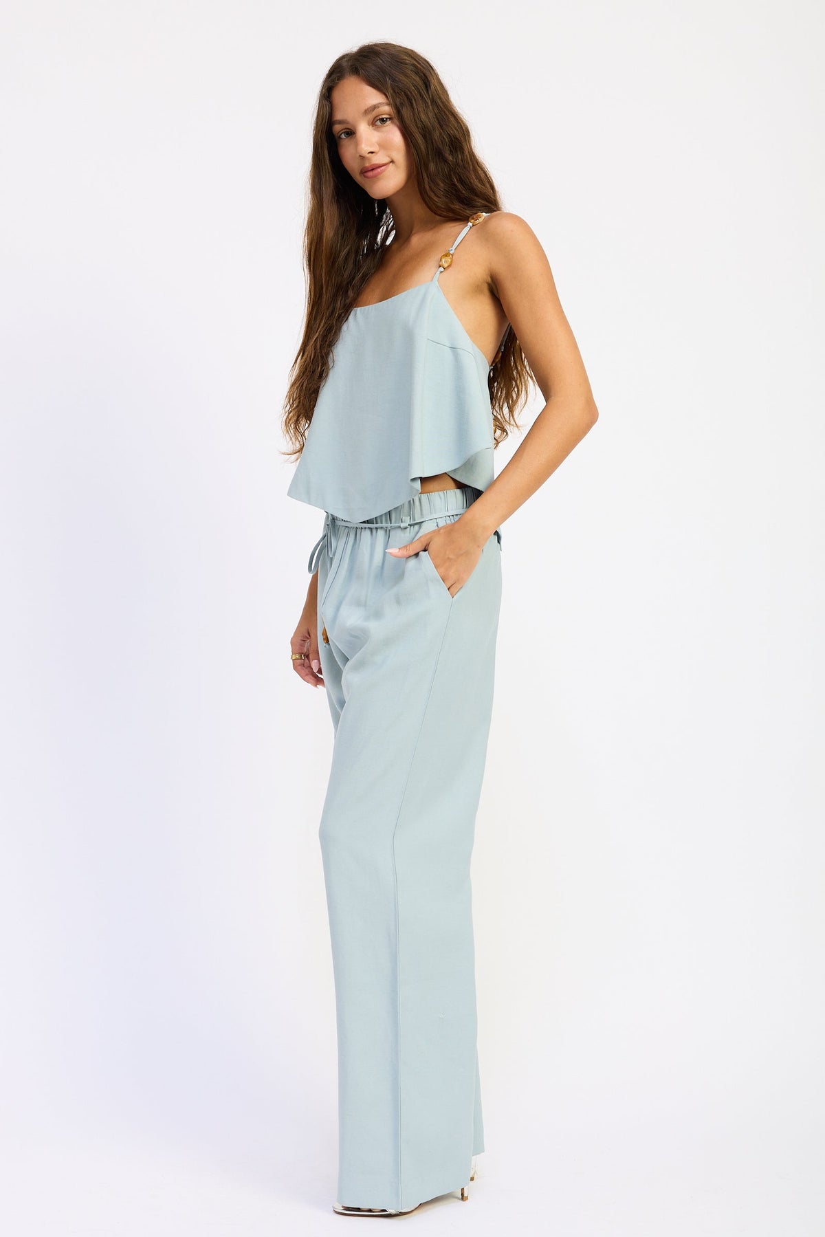 Emory Park Darci beaded wide-leg pants in blue