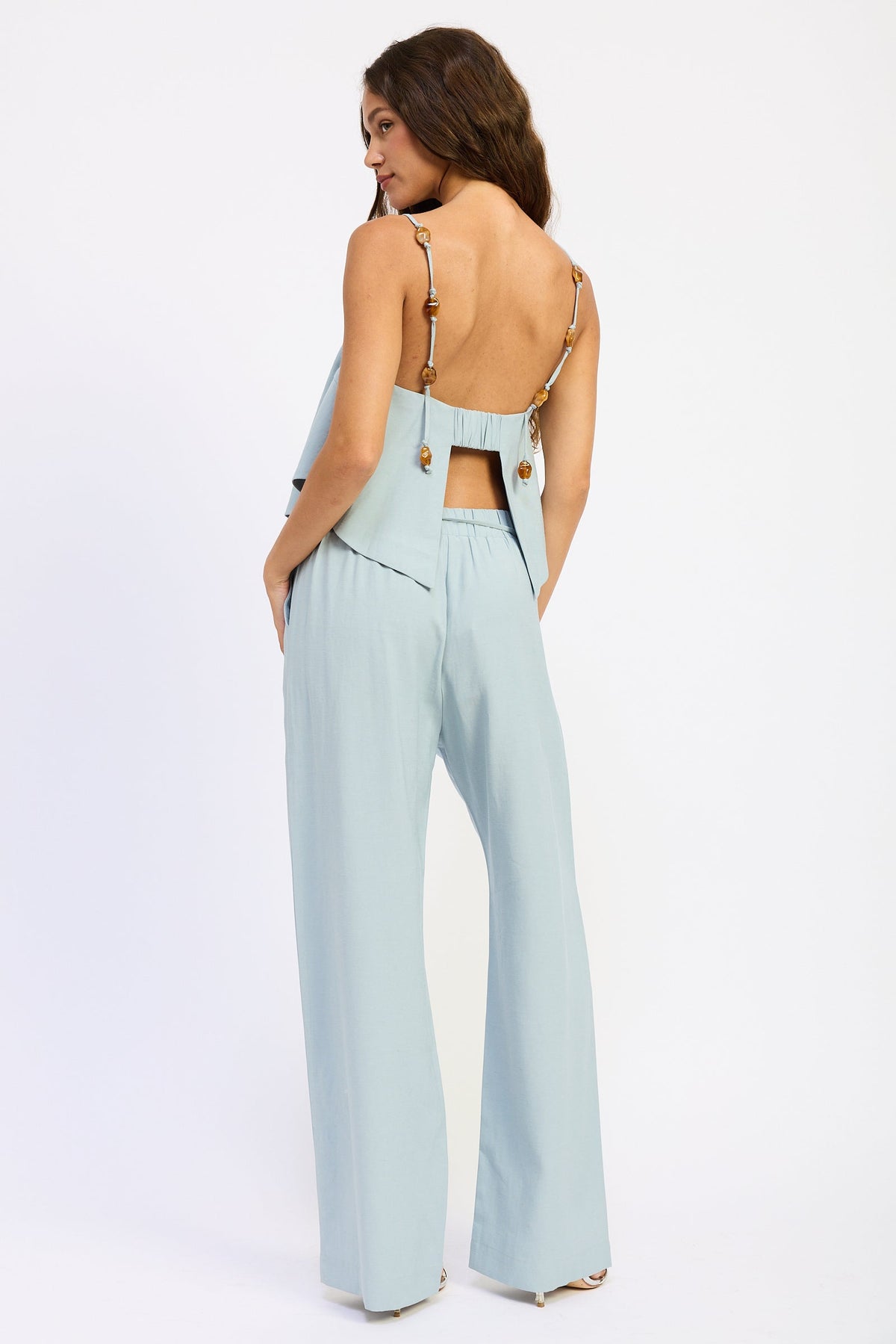 Emory Park Darci beaded wide-leg pants in blue