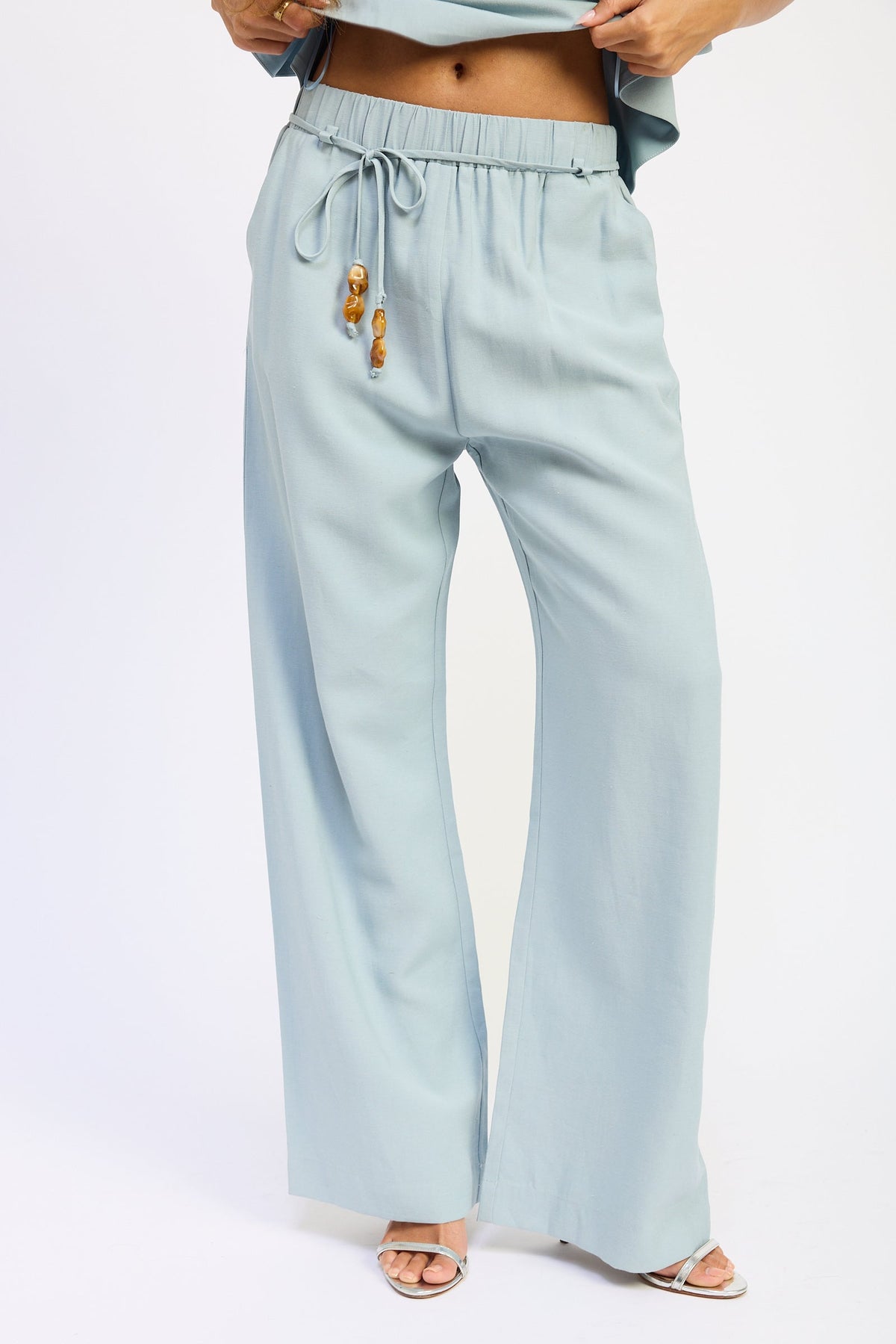 Emory Park Darci beaded wide-leg pants in blue