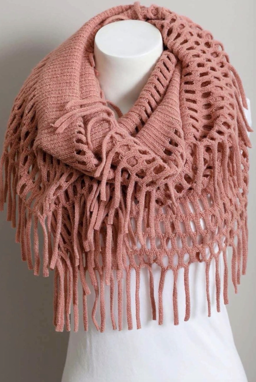 Fuzzy Chenille Tassel Infinity Scarf