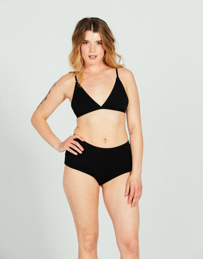 Organic Cotton Triangle Bralette - Black