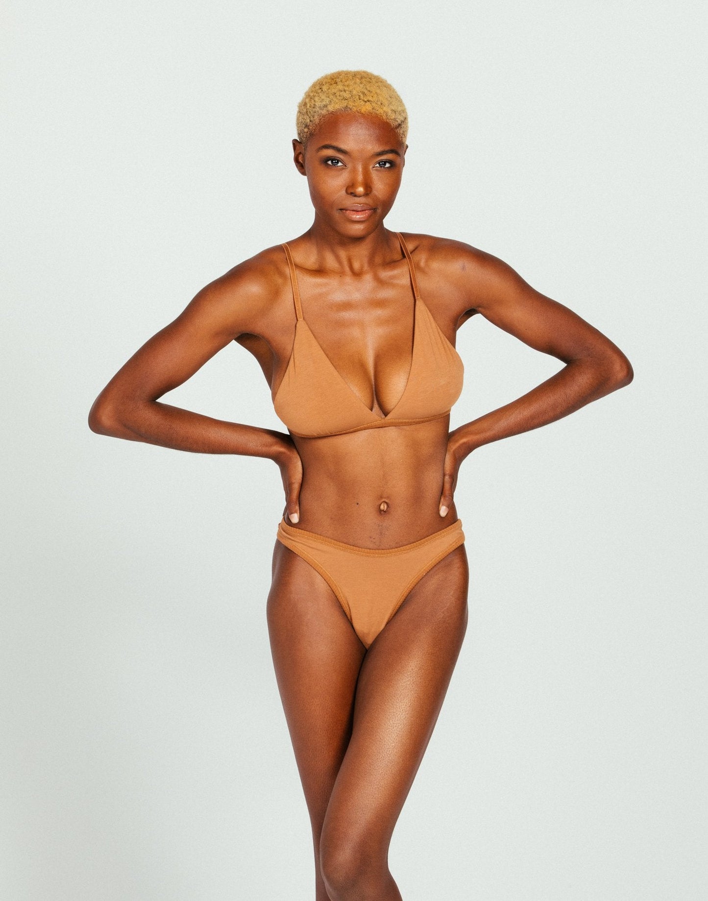 Organic Cotton Triangle Bralette - Camel