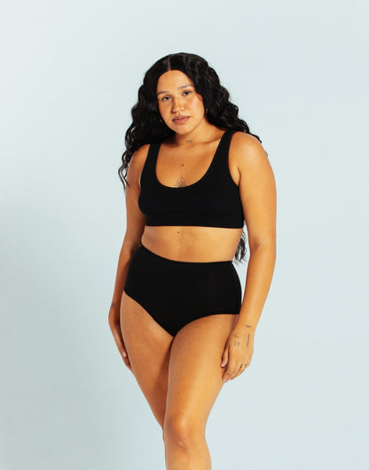 Organic Cotton Scoop Bralette - Black