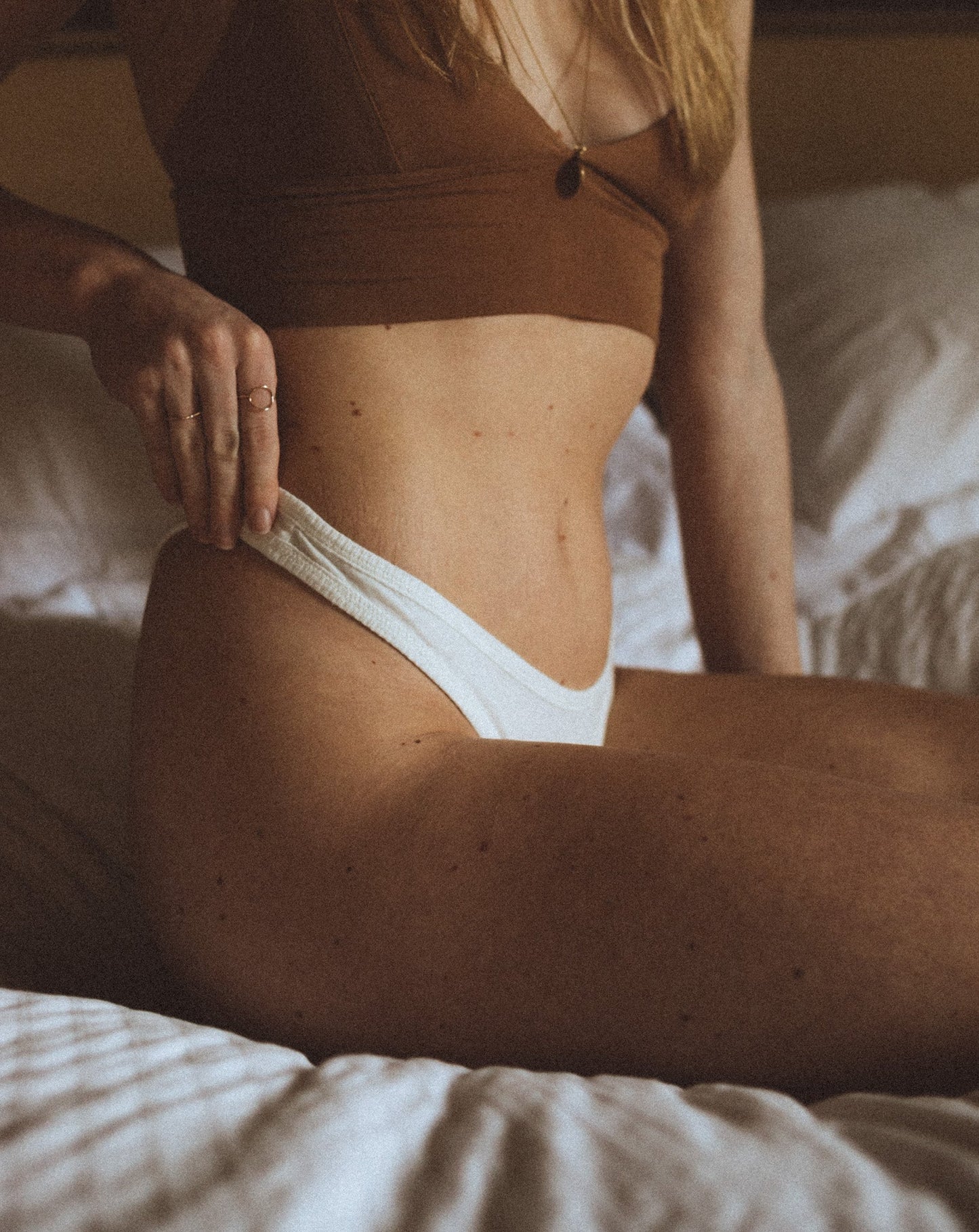 Organic Cotton High Rise Thong - White