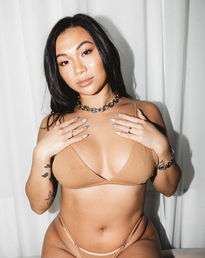Organic Cotton Triangle Bralette - Camel