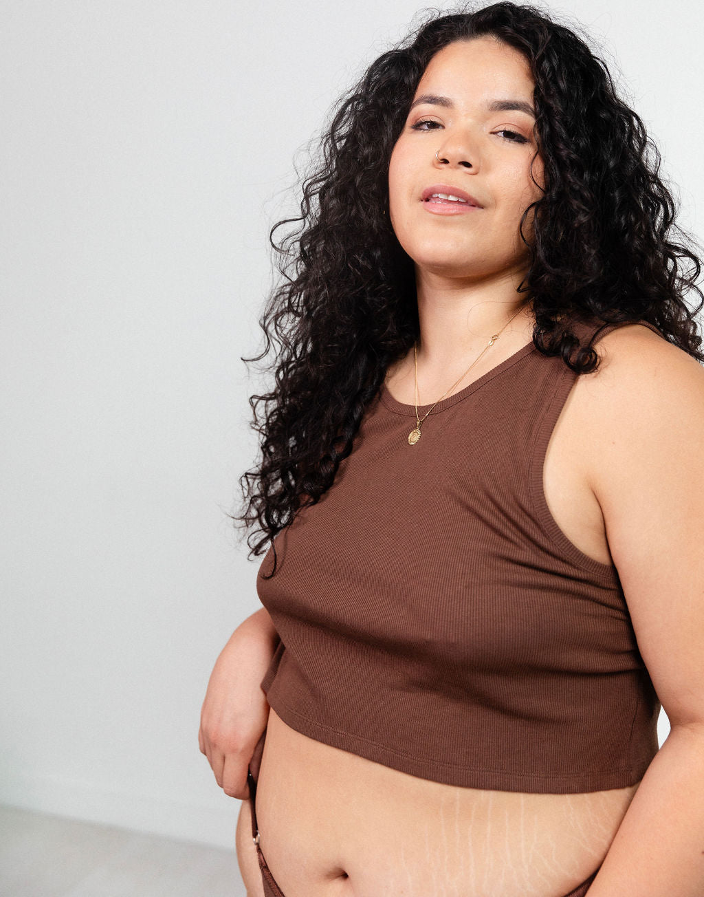 Organic Cotton Rib Tank - Cocoa